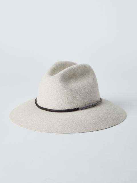 Brunello Cucinelli Felt fedora with Precious leather band