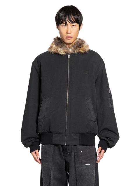 Cotton Bomber With Faux Fur Collar