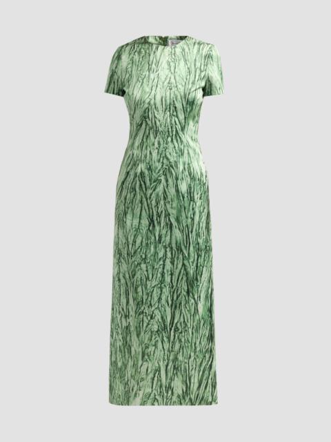 Oscar de la Renta Women's Velvet Print Satin Day Dress - Dark Sage