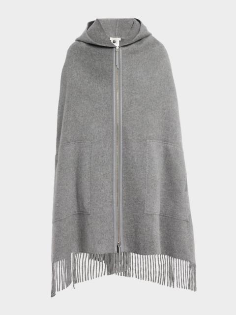Lafayette 148 New York Fringed Double-Face Cashmere Hooded Poncho