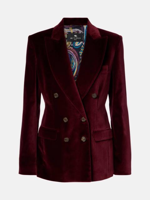 Etro Double-breasted cotton velvet blazer
