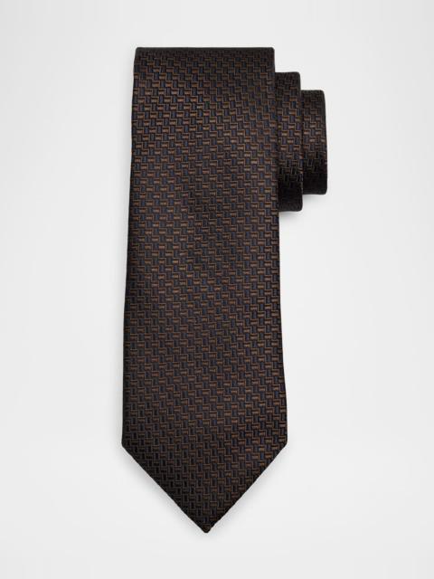 ZEGNA Men's Bicolor Basketweave Silk Tie