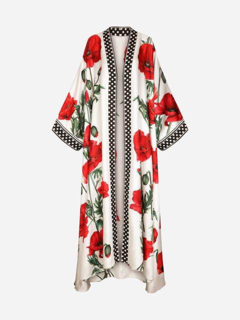 Dolce & Gabbana Poppy-print twill caftan