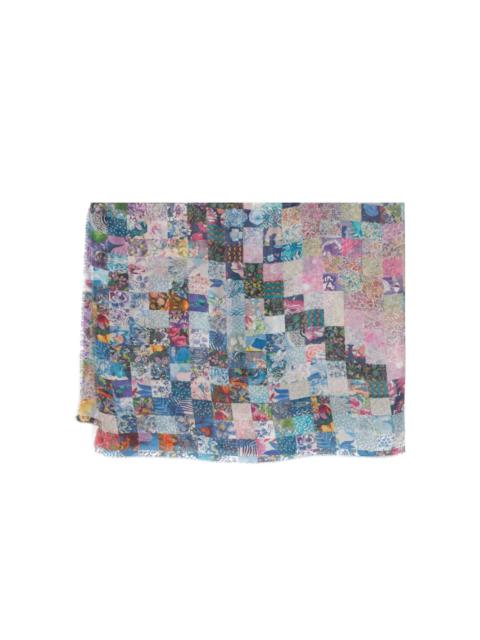 floral-print patchwork scarf