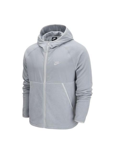 Nike Nike Sportswear Full-length zipper Cardigan hooded Fleece Lined Jacket light grey DM1220-077