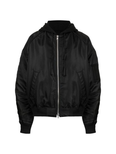 ruched hooded bomber jacket
