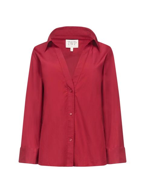 TWP Women's Deep V-Neck Relaxed Shirt - Karanda Red