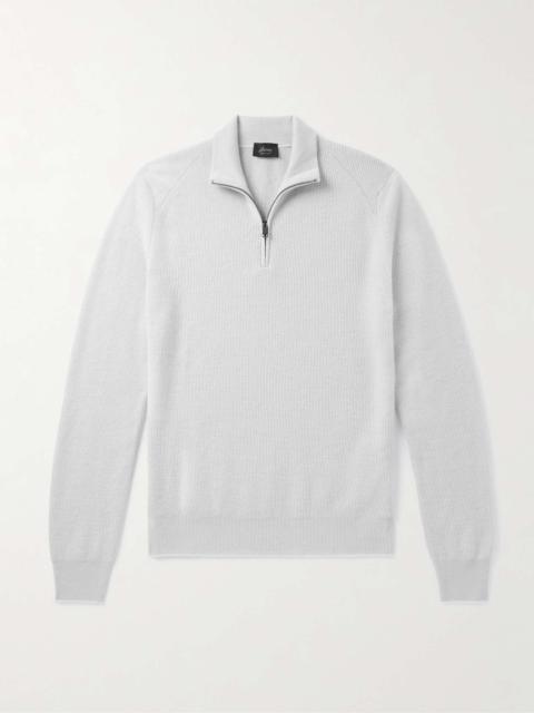 Ribbed Cashmere, Wool and Silk-Blend Half-Zip Sweater