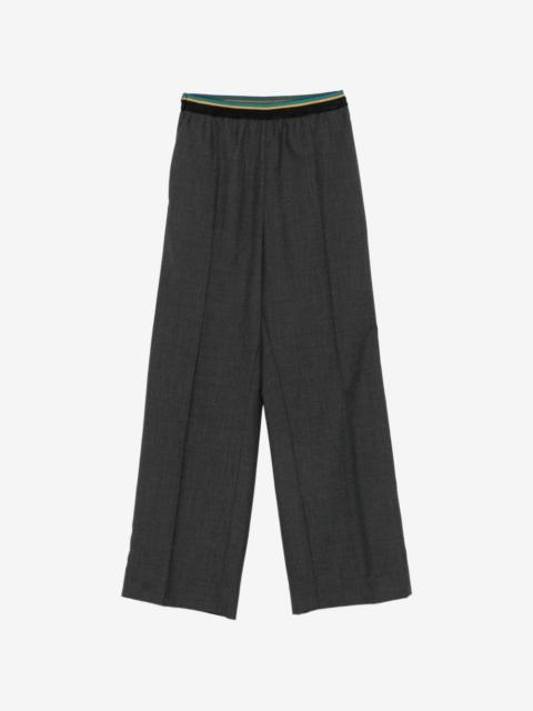 Plan C striped-waistband pressed-crease trousers