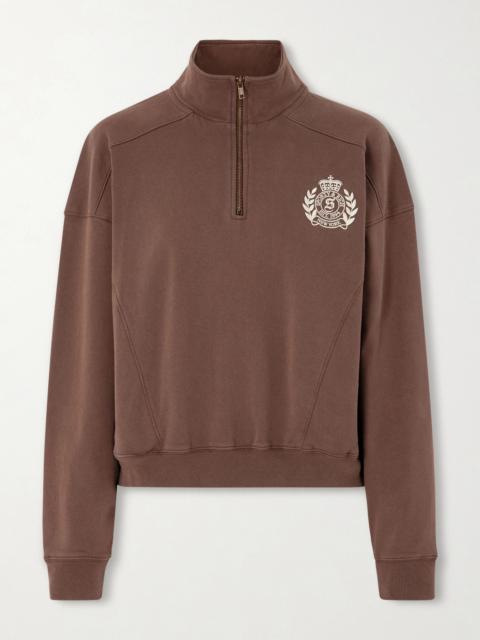 Sporty & Rich Embroidered Cotton-jersey Half-zip Sweatshirt