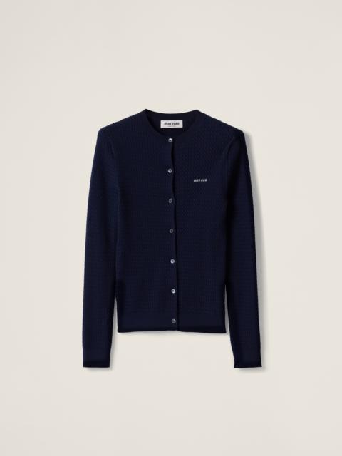 Miu Miu Cable-knit cashmere and silk cardigan
