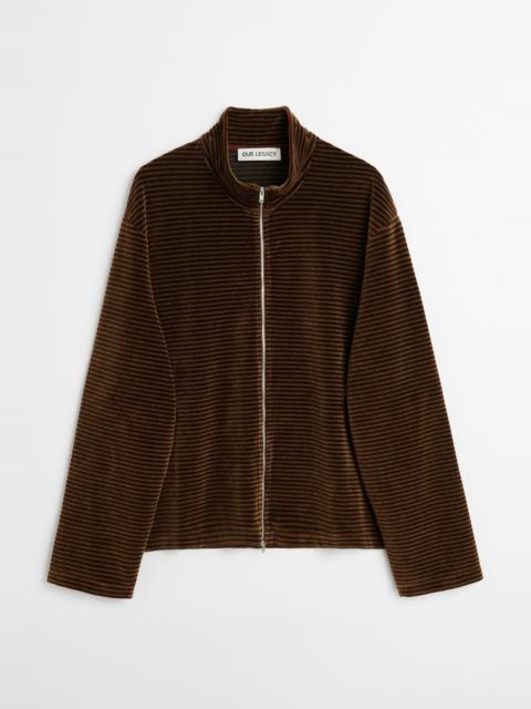 Our Legacy Shrunken Fullzip Polo Scoobie Stripe Velour