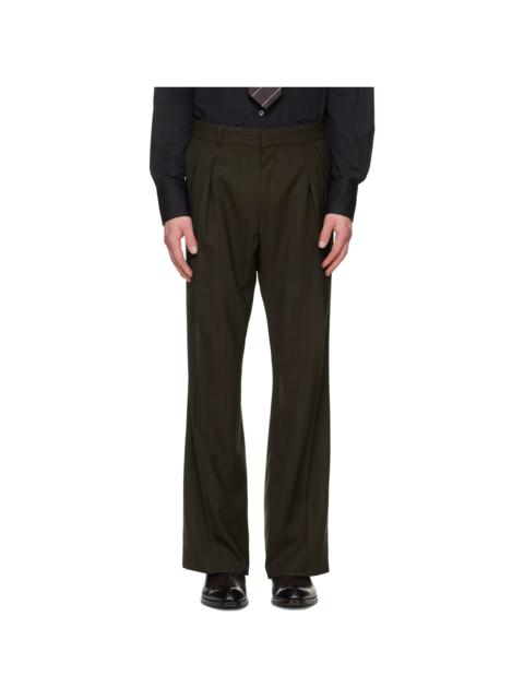 TOM FORD Brown Light Fresco Stripe Wide Leg Trousers