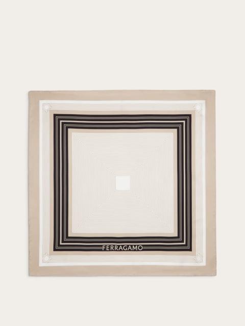 FERRAGAMO GEOMETRIC PRINT SILK FOULARD