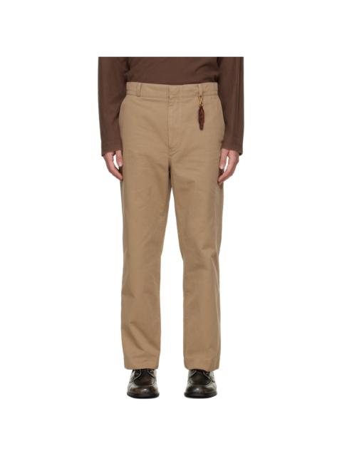 SOLID HOMME Beige Cotton Twill Trousers