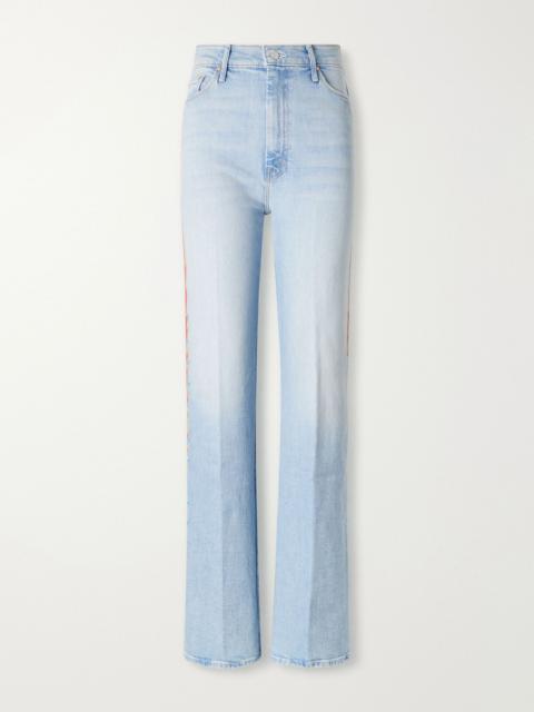 MOTHER The Saloon Sneak printed high-rise straight-leg jeans Light denim