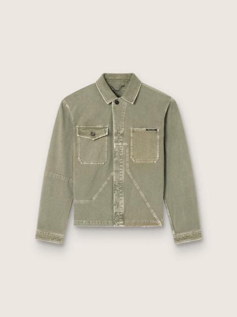 Golden Goose Men's jacket in smoky green cotton twill