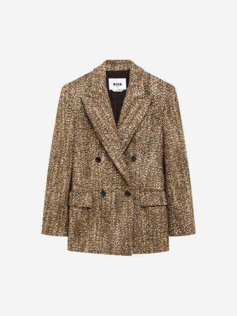MSGM Double-breasted tweed jacket