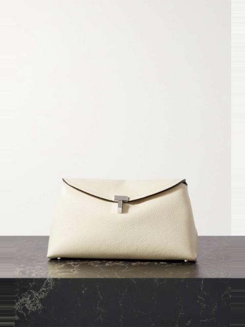 T-Lock textured-leather clutch