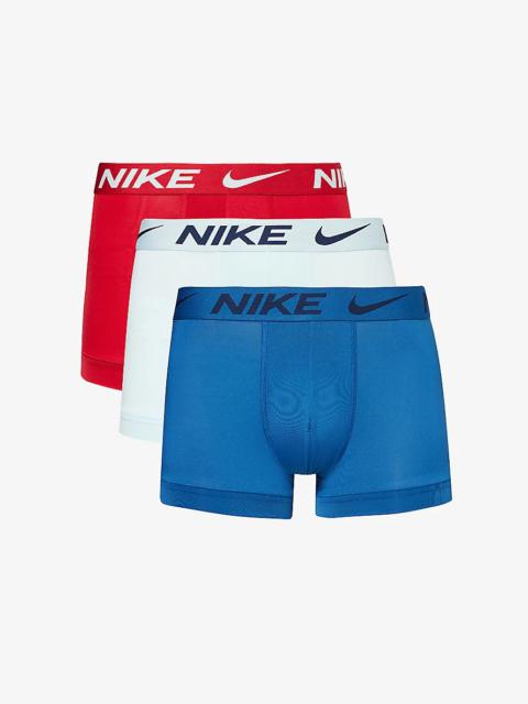 Nike Logo-waistband pack of three stretch-recycled polyester trunks