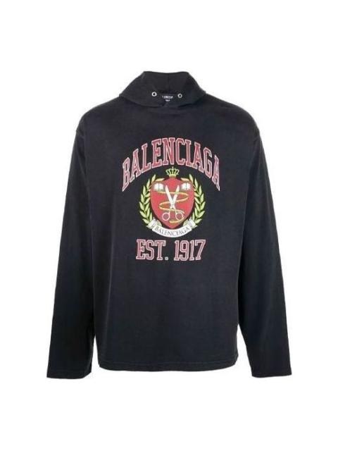 BALENCIAGA Balenciaga Est. 1917 College Logo Print Hoodie 'Black' 674685TLV891076
