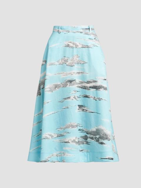 Moschino Women's Printed Cotton A-Line Midi Skirt - Multi Light Blue