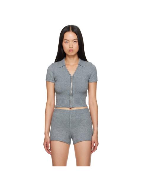 GUIZIO Gray Calesia Zip Up Top