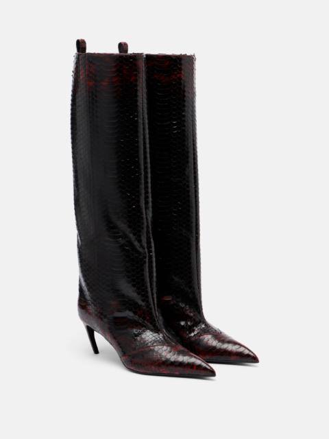 THE ATTICO Lea snake-effect leather knee-high boots
