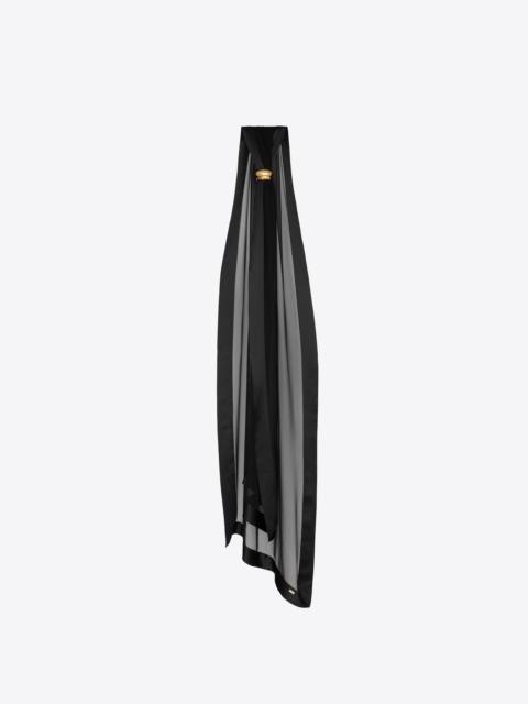 SAINT LAURENT extra-long sheer scarf in silk muslin and satin