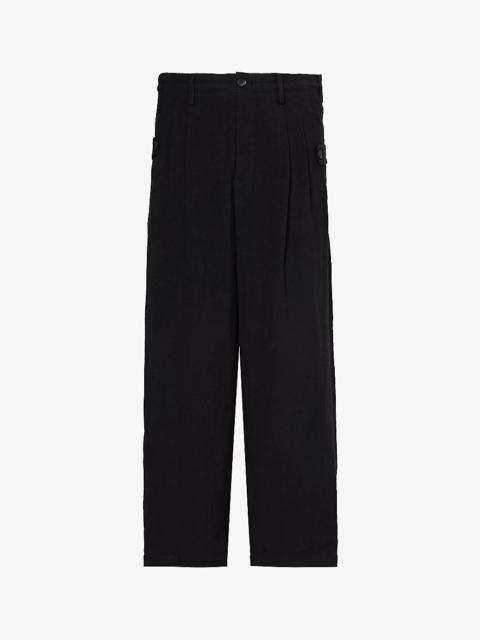 Yohji Yamamoto Wide-leg relaxed-fit linen-blend trousers