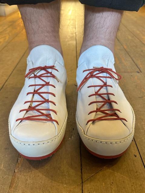 M.A+ M.A+ SS19 White Double Fold One Piece Calfskin Sneakers