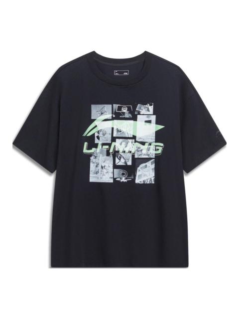 Li-Ning Hoops Photo Graphic T-shirt 'Black' AHST725-1