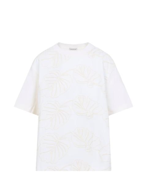 Moncler floral-embroidered ribbon-detail T-shirt