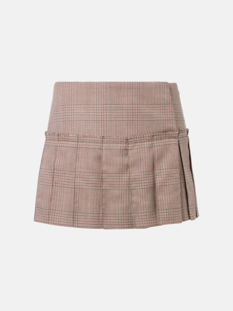 Alexander McQueen Heritage Check pleated wool miniskirt