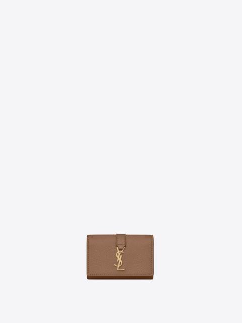 SAINT LAURENT ysl line key case in grained leather