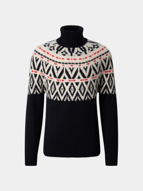 BOGNER Roxter Cashmere Norwegian Pullover in Navy/Off-White/Red