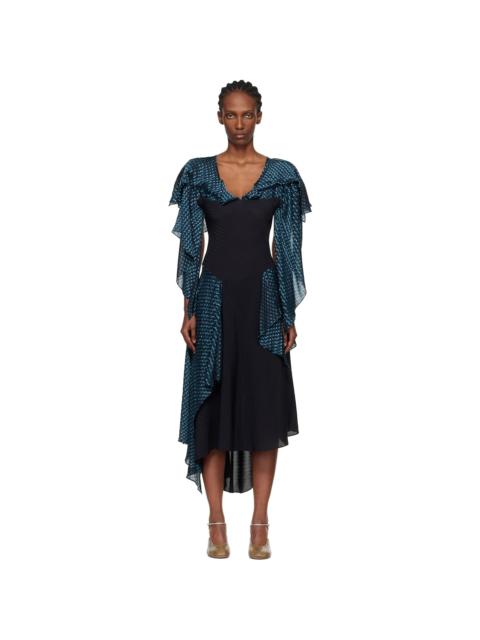 Kiko Kostadinov Black & Blue Plexus Midi Dress