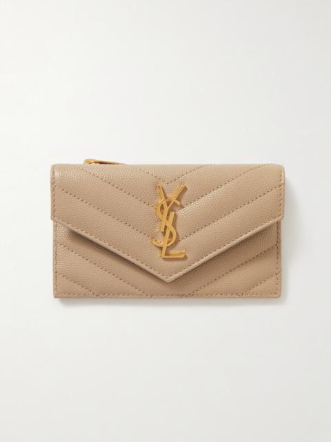 SAINT LAURENT Cassandre Quilted Textured-leather Wallet
