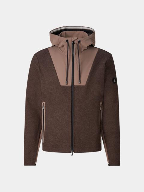 BOGNER Jannis Mid-Layer Hybrid Jacket in Dark Brown/Taupe