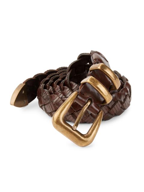 Brunello Cucinelli Men's Braided Leather Belt - Tobacco