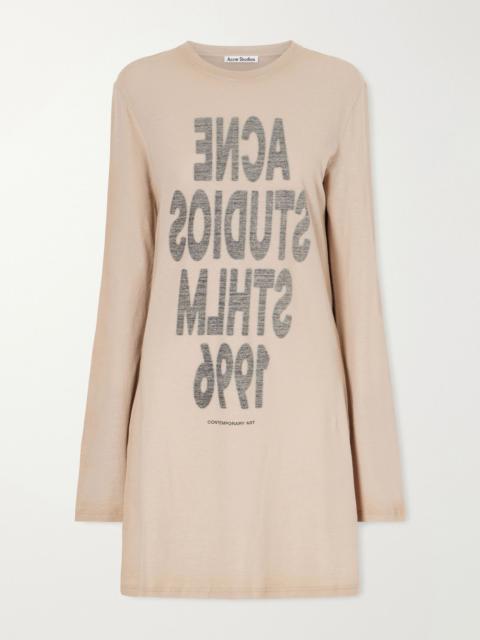 Acne Studios Printed cotton-jersey mini dress Beige