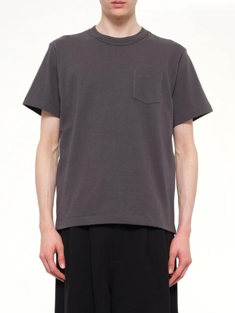 sacai Side Zip Cotton T-Shirt in Charcoal Gray