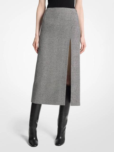 MICHAEL KORS COLLECTION Glen Plaid Wool Blend Flannel Car Wash Skirt