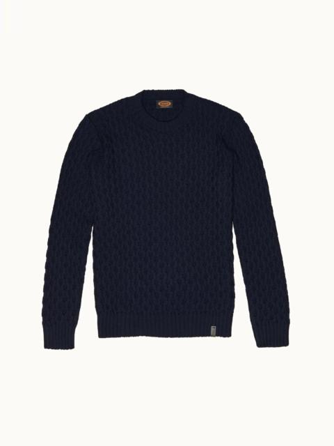 Tod's ROUND NECK JUMPER - BLUE