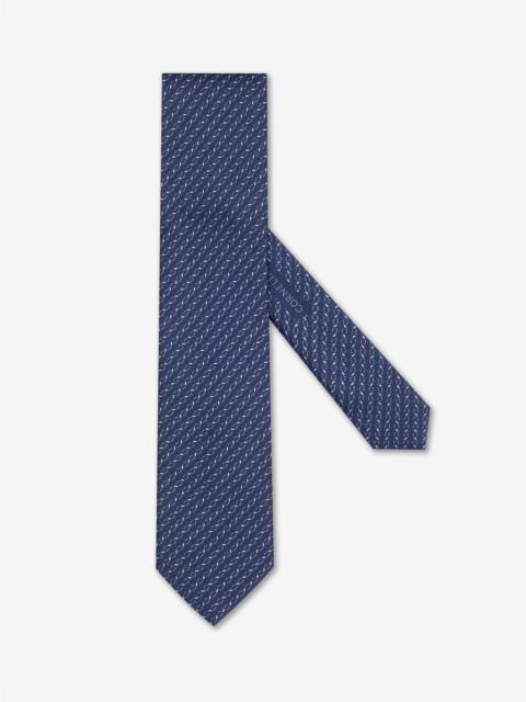 CORNELIANI Dark blue pure silk tie with geometrical pattern