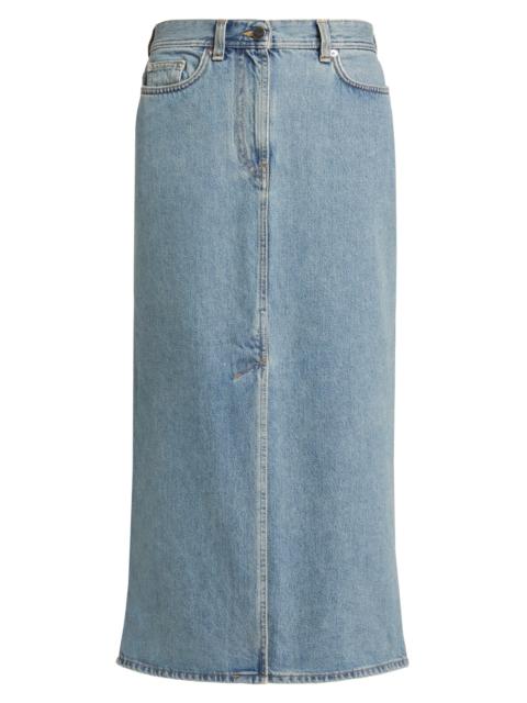 Loulou de Saison Women's Rona Denim Midi-Skirt - Washed Light Blue