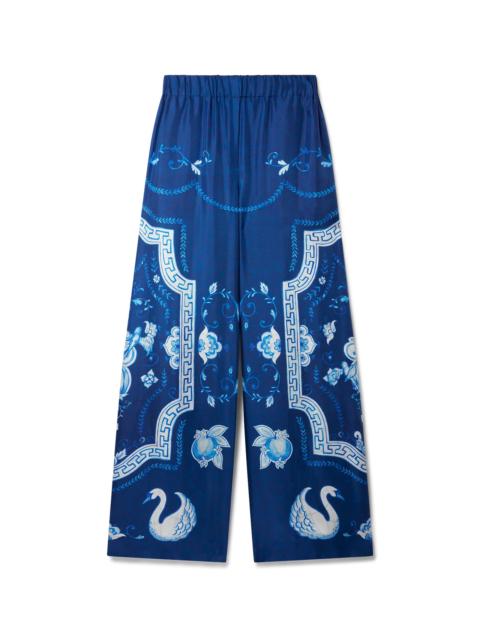 CASABLANCA Plat A Dessert Bleu Printed Wide Leg Trousers | Casablanca Paris
