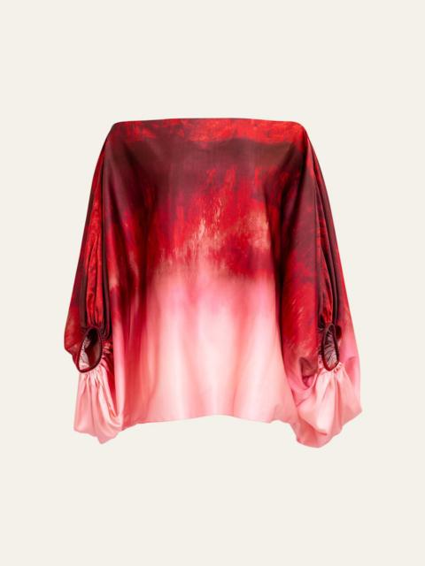 SILVIA TCHERASSI Bellagio Degrade Silk Balloon-Sleeve Blouse