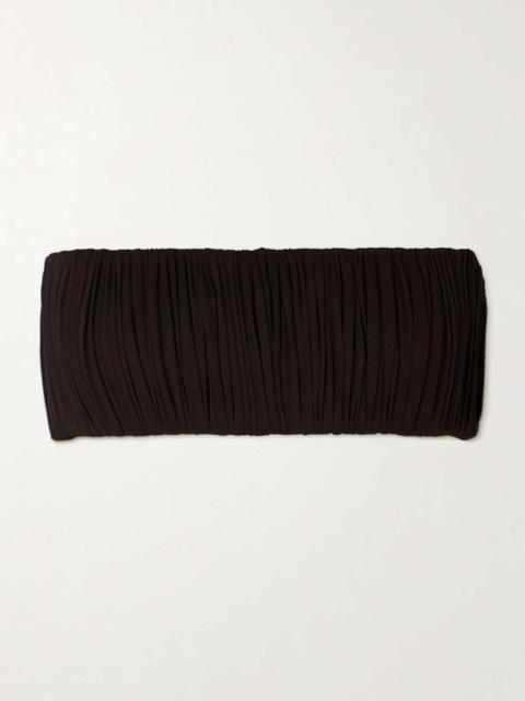 Alaïa Pleated crepe bandeau bra Dark brown
