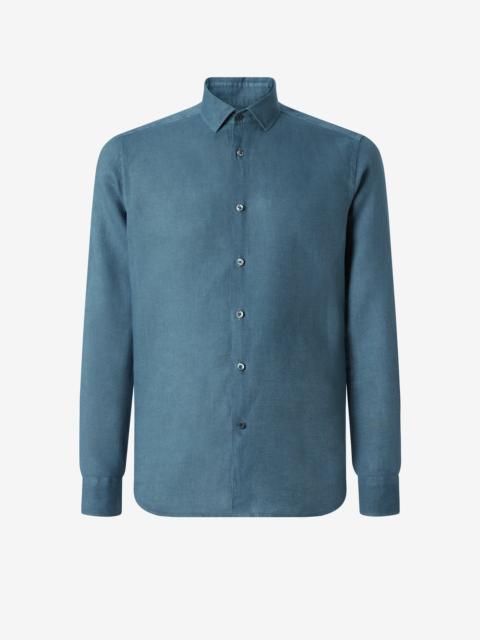 CORNELIANI Light blue pure linen shirt